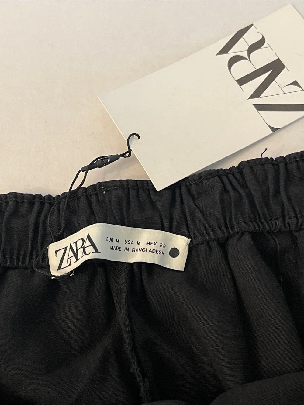 Zara Black Wide-Leg Linen-Blend Pant